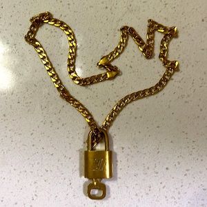 Louis Vuitton Lock & Key On Gold Plated Thick Chain